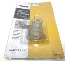 PBADP320 Prime Wire & Cable 3-to-2 Grounding Adapter with Prime Light Indicator