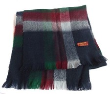 Plaid Acrylic Scarf Navy Green Maroon