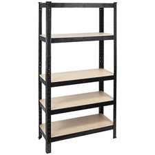 5 Tier Shelving Unit Boltless Garage Storage Black Metal Shelves Rack Heavy Duty