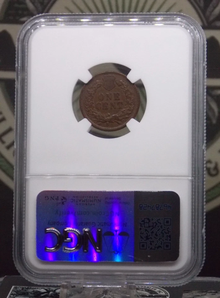 1876 Indian Head Cent Penny 1c NGC AU50 BN #032 About Uncirculated ECC&C, Inc. - Image 4 of 4