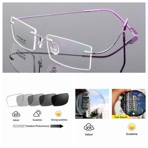 Unisex Bifocal Flexible Rimless Transition Photochromic Alloy Reading Glass - Picture 19 of 21