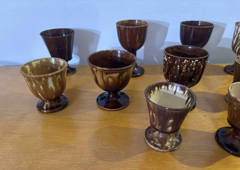 Lote 14 copas y tazas antiguas de cerámica esmaltadas Bennington Rockingham Foto 2 de 4