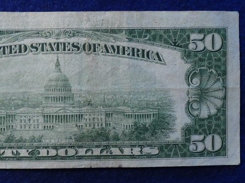 1950 (E) $50 Fifty Dollar Bill Federal Reserve Note Richmond Currency #2205 - Picture 6 of 6