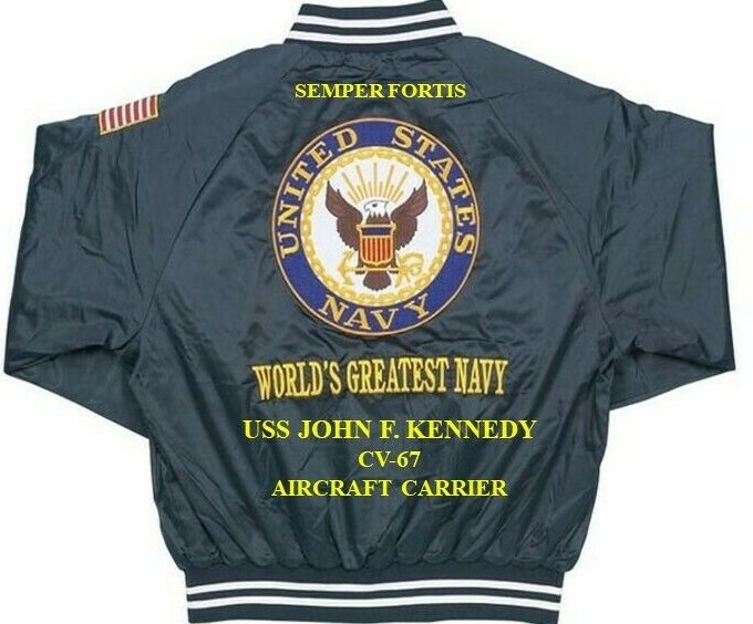 USS JOHN F.KENNEDY CV-67 CARRIER NAVY EMBROIDERED SATIN JACKET