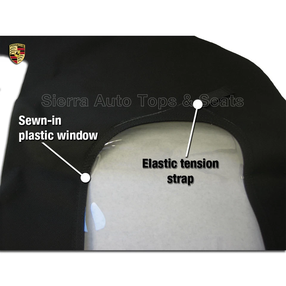 Se adapta a: Porsche 944/968 1989-1995 - techo convertible, 2 piezas, tela alemana negra Foto 2 de 4