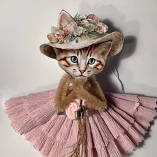 Valentine’s Day feather tree cat ornaments gift tags (cat-22)