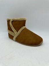Deer Stags Slipperooz Brown Fabric Shearling Style Slippers Women's Size 11 M