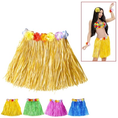 MINI BLÜTEN BASTROCK # Südsee Hawaii Rock Karibik Damen Hula Aloha Kostüm Party