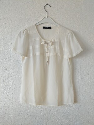Hallhuber Herren Chiffon Bluse T-Shirt weiß Größe 34