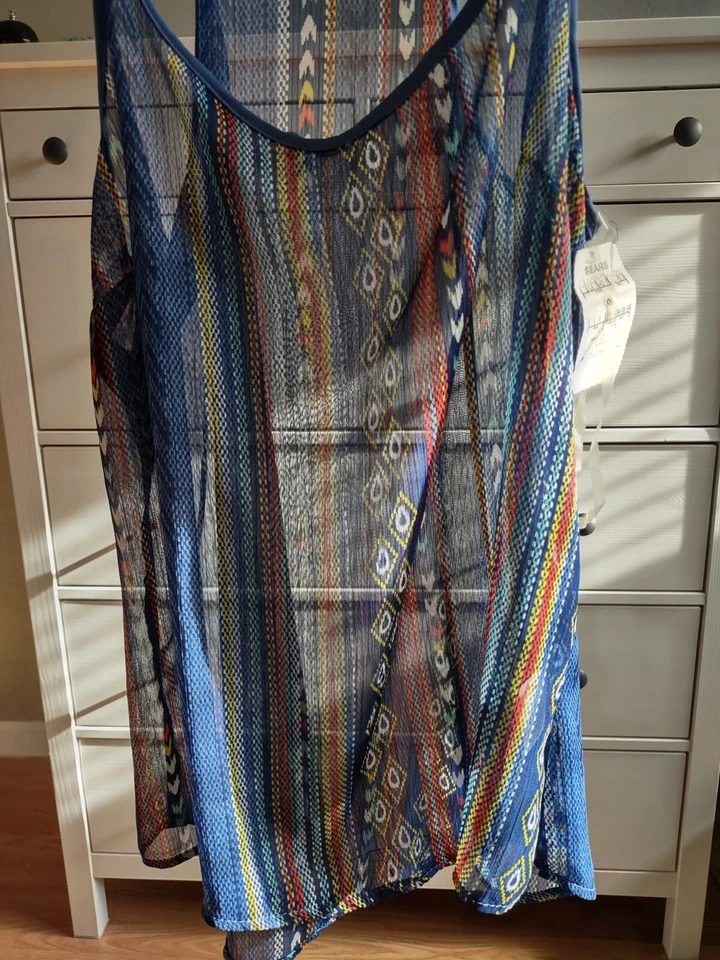 Bongo Junior Womens Tank Top Blue/Sheer Lace Size M Adjustable  - Image 4 of 4