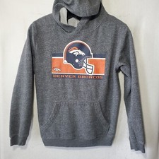 Denver Broncos Sweatshirt Hoodie Youth's Medium Grey Pullover Fleece