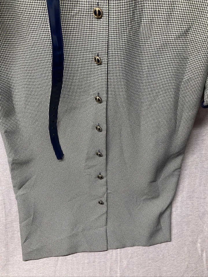 Винтажное секретарское платье 1970-х Henry Lee размер 14 Houndstooth Union с биркой на поясе - Изображение 2 из 4