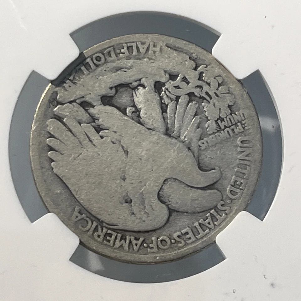 1917 S 50C REVERSE NGC GOOD DETAILS EDGE DAMAGE WALKING LIBERTY HALF DOLLAR - Image 4 of 4
