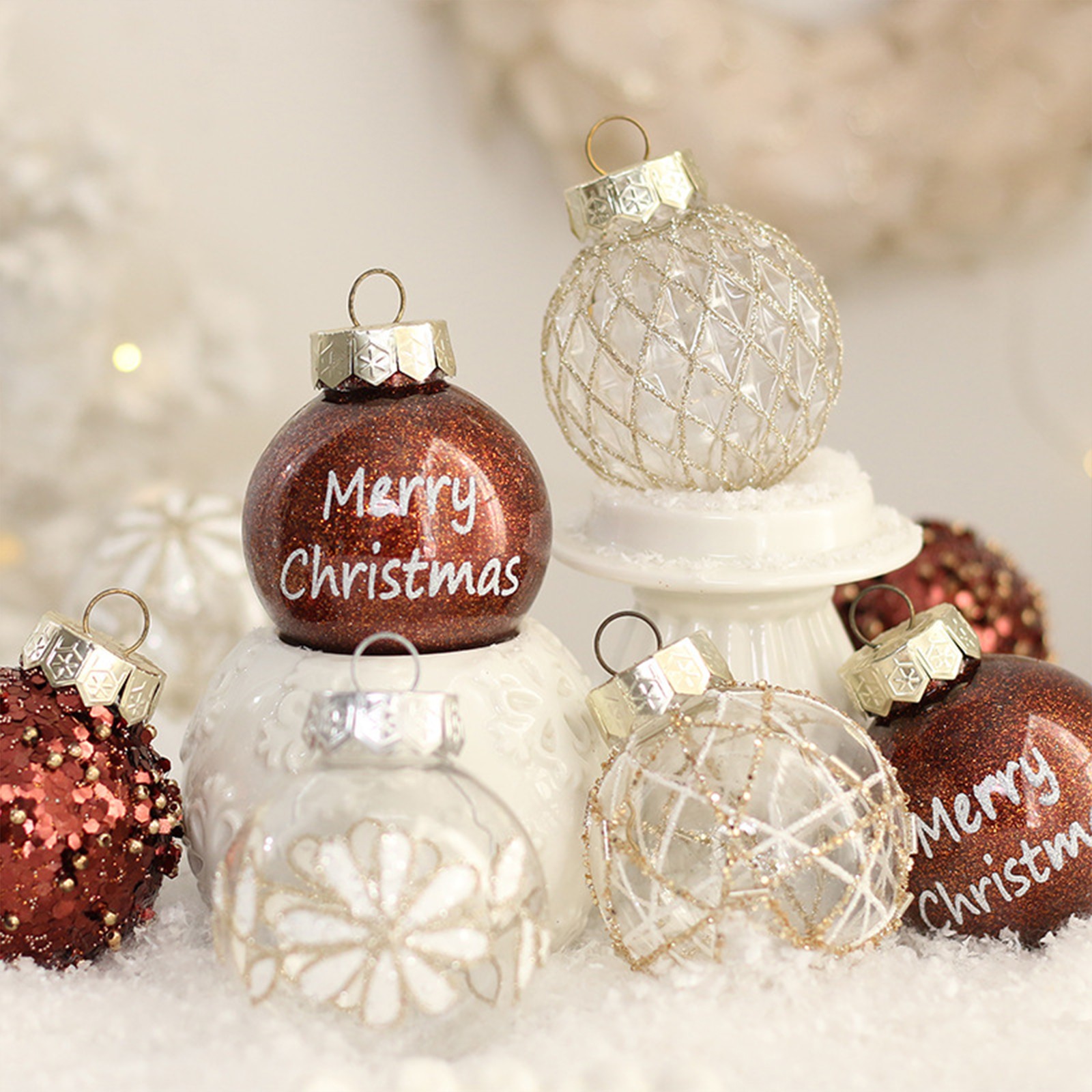 25 Pcs Xmas Ball Set Shatterproof PVC Ornaments Xmas Tree Hanging Decoration For