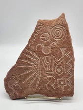 Signed Sculpture Marc Begay Petroglyph Painting Native Sandstone Navajo Art Rare