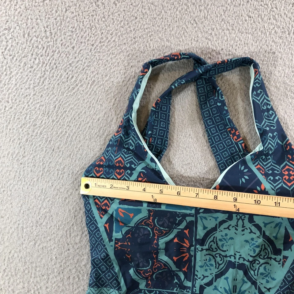 prAna One Piece Swimsuit Womens Small Teal Navy Lagos UPF 50+ Crossback Tile - Image 2 of 4