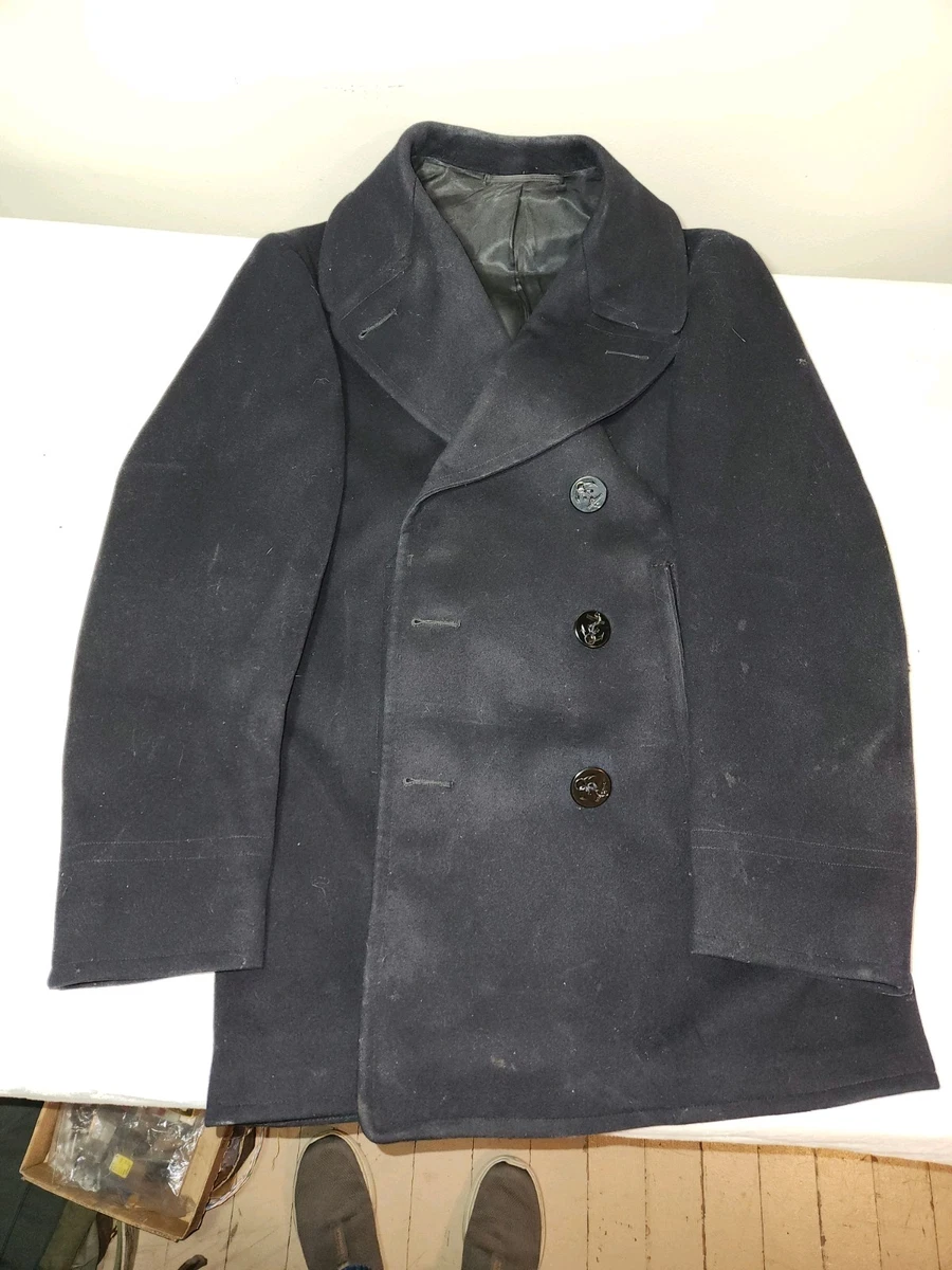 Vintage Navy Pea Coat In Original Ww2 Collectible Us Uniforms for
