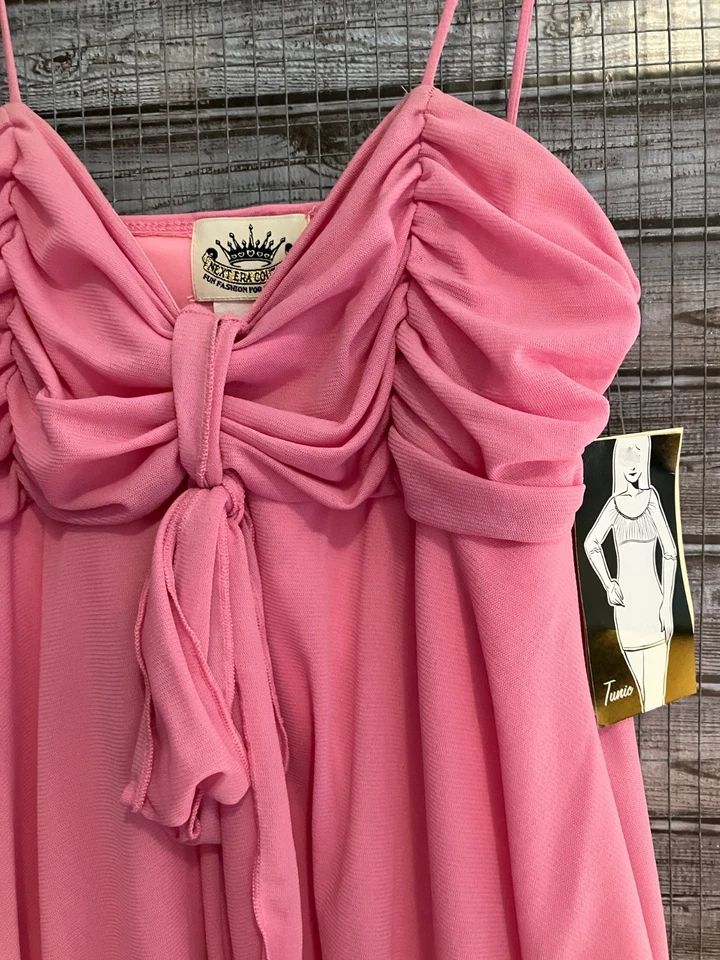 De Colección Y2K Next Era Alta Costura Rosa Asimétrico Hada Grunge Malla Túnica Tanque Boho XL Foto 3 de 4