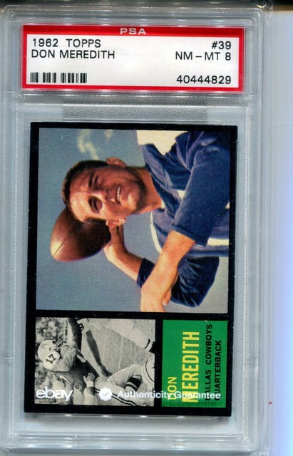 1962 Topps Don Meredith Karte PSA 8 NM MINT Graded Football #39 Dallas Cowboys