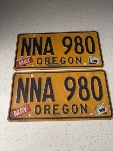 Vtg 1989 Oregon License Plates Pair/Set