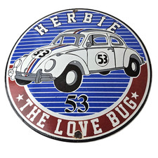 Vintage Volkswagen Sign - Porcelain VW Herbie Love Bug Car Sales 53 Gas Sign
