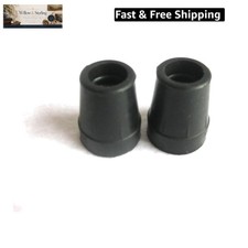 1" Heavy Duty Black Rubber Replacement Cane Tip. 2 Pack