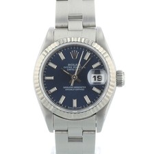 Rolex Datejust 69174 26mm Blue Baton Dial Steel Fluted 1993 Ladies Watch
