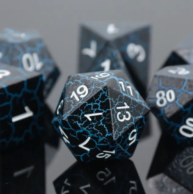    Wyrmscale Black Blue Metal DnD Dice Set | Dungeons &Dragons RPG AD&D