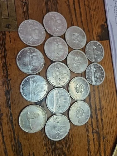 (15)Canada Silver Dollar Coins 1959 To 1966 $1