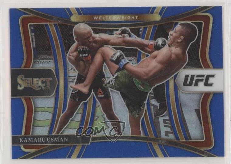 2021 Panini Select UFC Premier Level Blue Prizm 12/49 Kamaru Usman #163 3b3