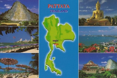 Mehransicht Postkarte der Sehenswürdigkeiten von Pattaya, Thailand