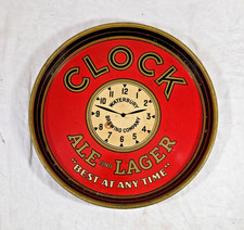 RARE Clock Ale & Lager Beer Tray Waterbury, C...