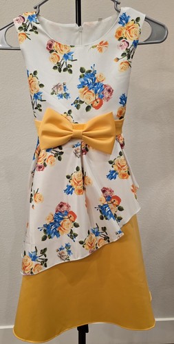 Girls Dress - Floral Print Formal Dress - Size 8-9 yrs old