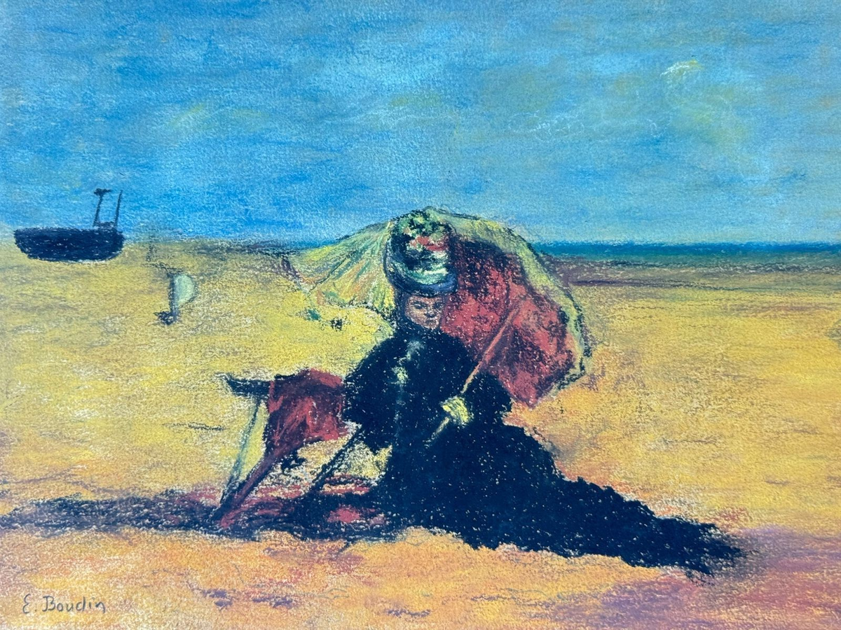 Eugene Boudin (Handmade) Drawing on antique paper Signed and