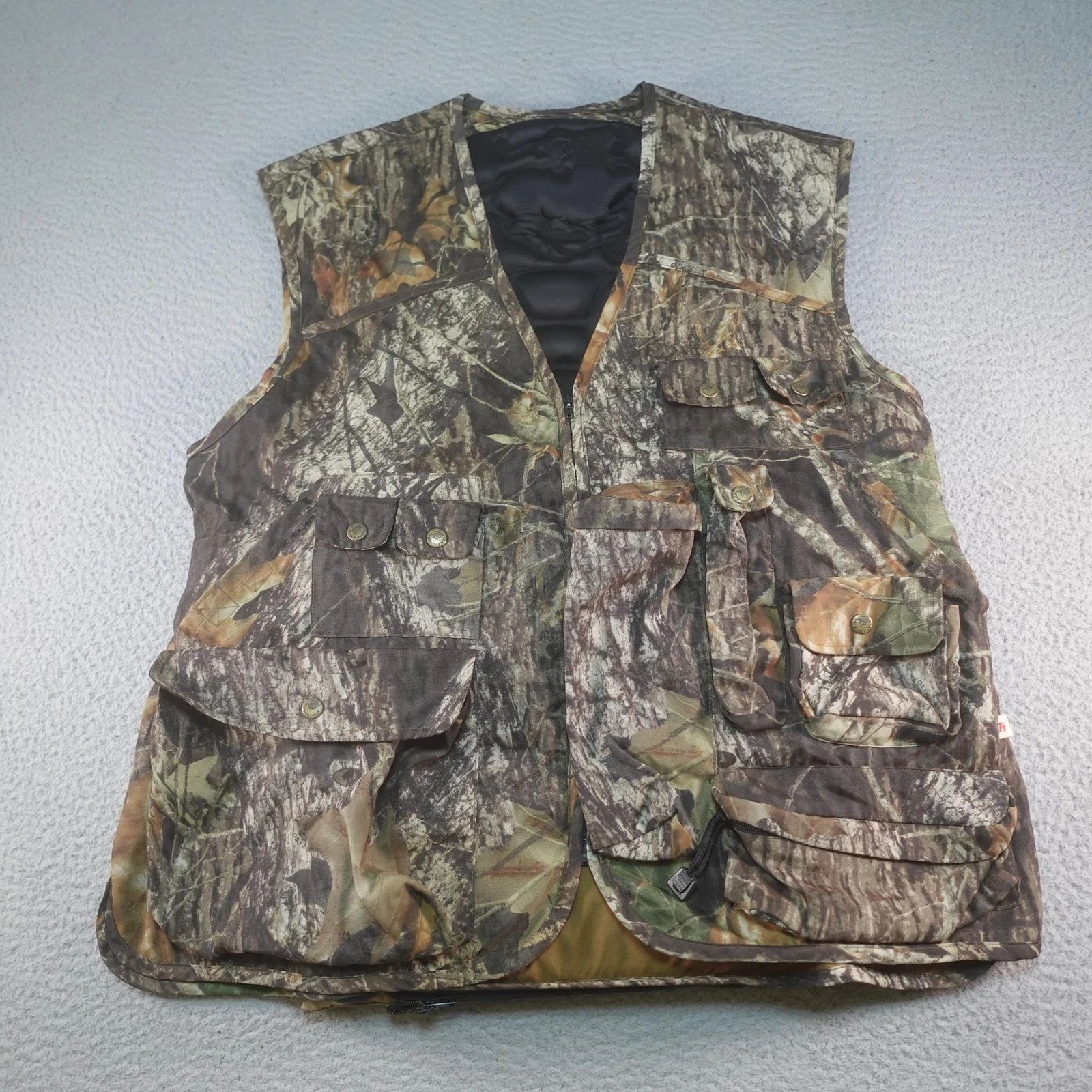Winchester Camo Hunting Vest Mens 2XL Brown W/Seat Cushion Mossy Oak Break Up