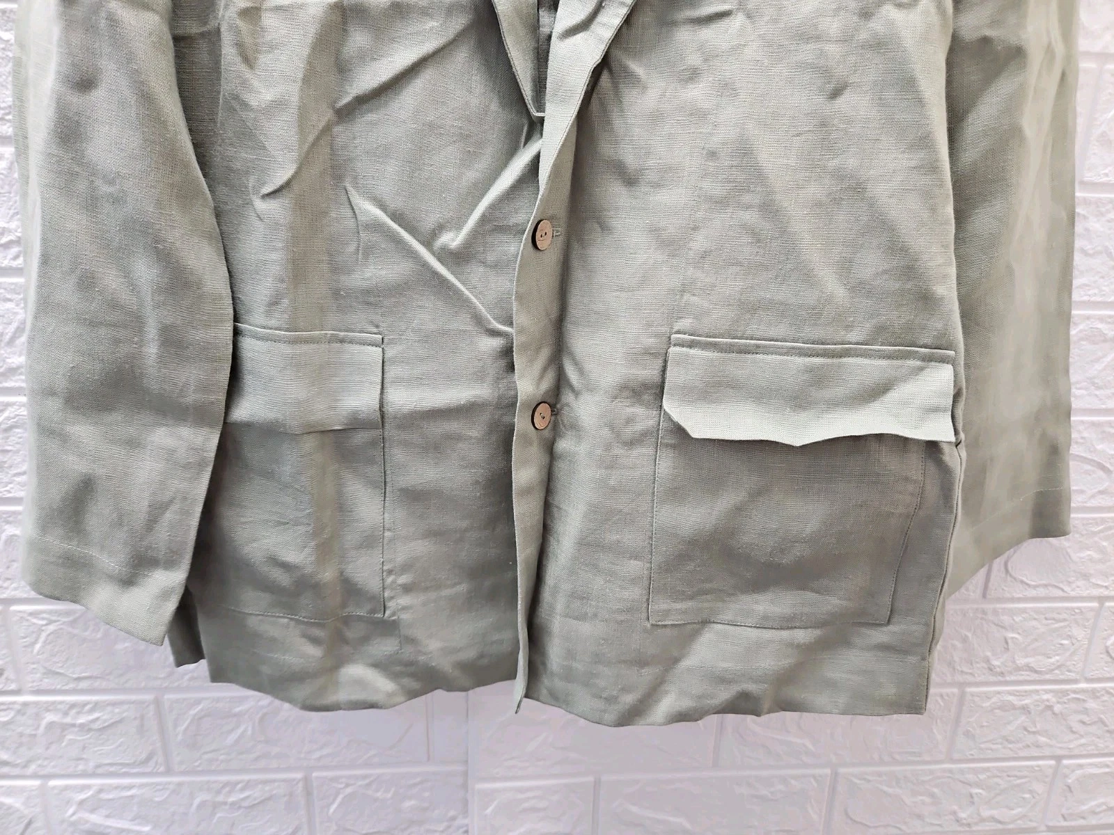 New Black Ficus Men's Linen Jacket Olive Sz M image 4