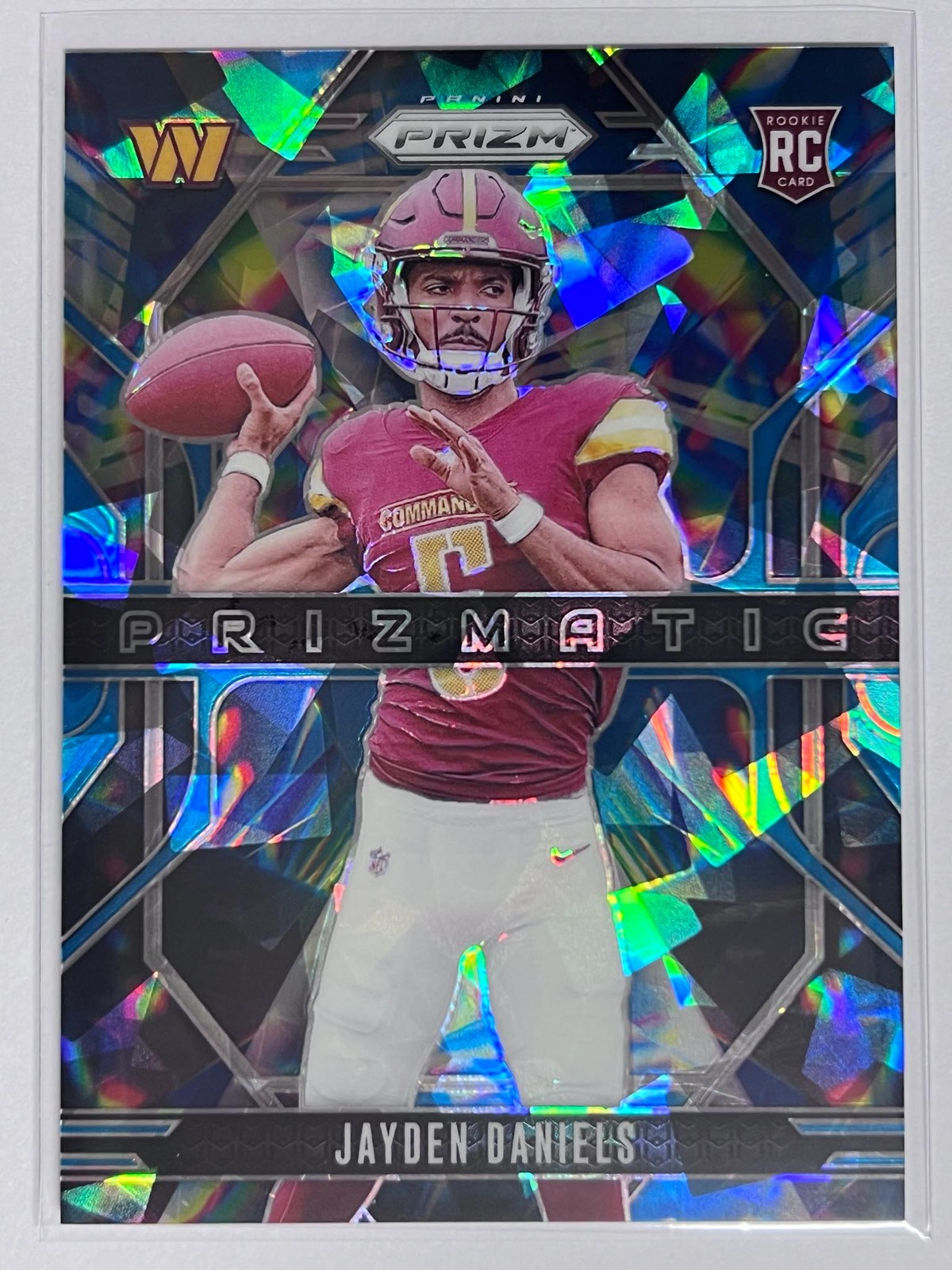 Jayden Daniels RC 2024 Panini Prizm Football Prizmatic Blue Ice Prizm 91/99