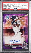 2017 BOWMAN CHROME PRSPCT AUTO PURPLE REFRACTOR WANDER JAVIER #/250 PSA 10 AUTO