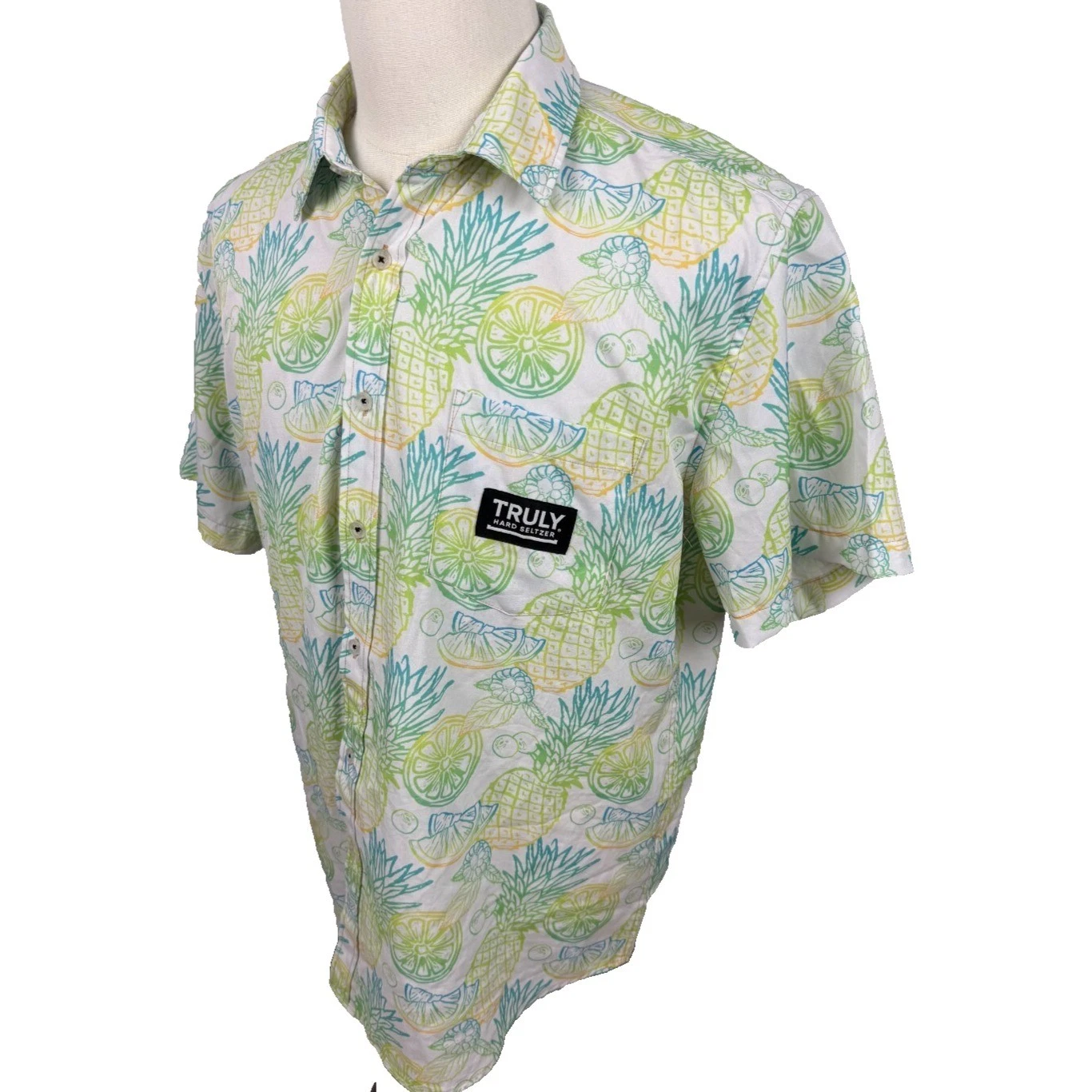 Truly Hard Seltzer Mens Hawaiian Button Down Shirt Large