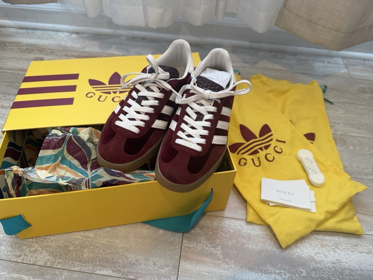 adidas gazelle silver green womens Gucci X Adidas Gazelle GG Canvas Sneakers Size 38.5 main image 1