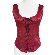 VTG Victoria Secret Corset Bustier Red Black Size L 90s Victorian Fairy Renfaire
