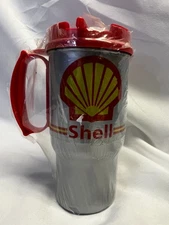 Vintage Sealed Yellow SHELL GAS Thermo Serv Travel Mug. NEW