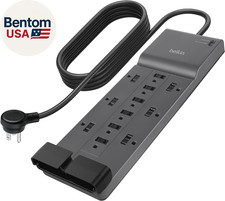 12-Outlet Surge Protector Power Strip W/ 12 AC Outlets 8Ft Flat Plug, Ul-Liste