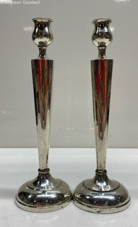 Weighted Sterling Silver Candle Holder Pair 650 Grams