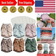 Simply Neutrals Pocket Cloth Diapers 6-Pack with Anti-Leak Inserts for Babies