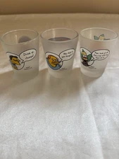 The Simpsons Shot Glasses Set Of 3 Frosted 2004 Krusty, Androids, Moe’s Tavern