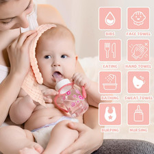 Baby Washcloths and Burp Cloths, Soft Absorbent Towels for Newborns, 6 Pack, 12x