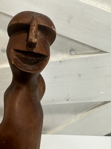 Vintage handgeschnitzter Gehstock aus Holz - Stammesgesicht Design - Kunsthandwerk Volkskunst - Bild 2 von 12