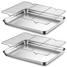 Baking Sheet with Rack Set 2 Pans  2 Racks , Stainless Steel Quarter Sheet ...