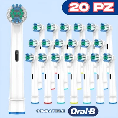 MERCATOTRICOLORE 20 Testine Di Ricambio Compatibili Oral-B Braun Spazzolino Elettrico Pulizia Pro